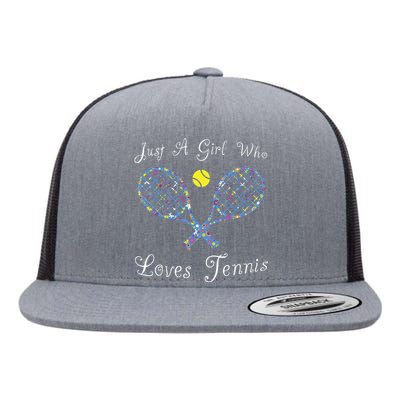 Fun Cute Just A Girl Who Loves Tennis Player Flat Bill Trucker Hat