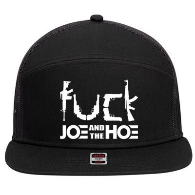 FCK Biden Joe And The Hoe Guns Control 7 Panel Mesh Trucker Snapback Hat