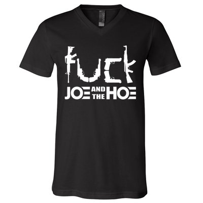 FCK Biden Joe And The Hoe Guns Control V-Neck T-Shirt