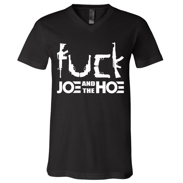 FCK Biden Joe And The Hoe Guns Control V-Neck T-Shirt