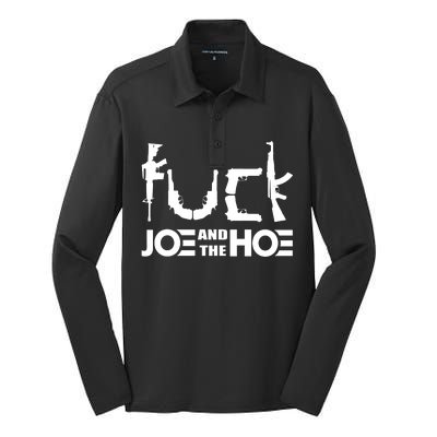 FCK Biden Joe And The Hoe Guns Control Silk Touch Performance Long Sleeve Polo