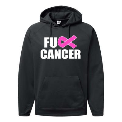 F*ck Breast Cancer Fight Logo Performance Fleece Hoodie