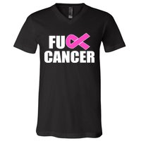 F*ck Breast Cancer Fight Logo V-Neck T-Shirt