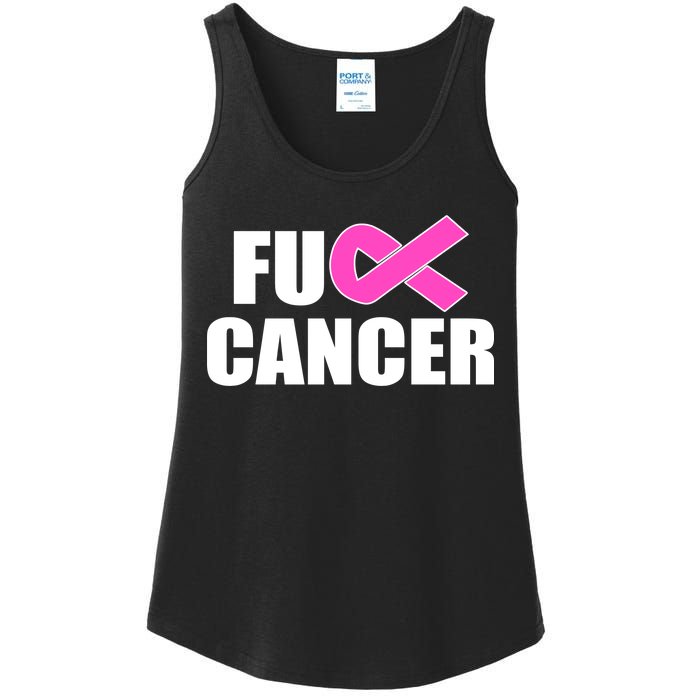 F*ck Breast Cancer Fight Logo Ladies Essential Tank