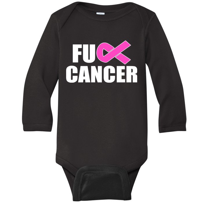 F*ck Breast Cancer Fight Logo Baby Long Sleeve Bodysuit