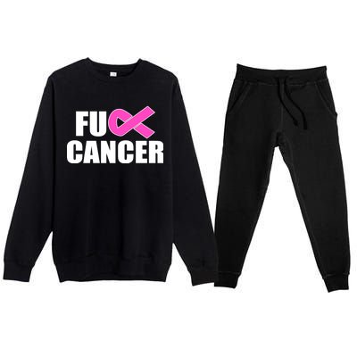 F*ck Breast Cancer Fight Logo Premium Crewneck Sweatsuit Set