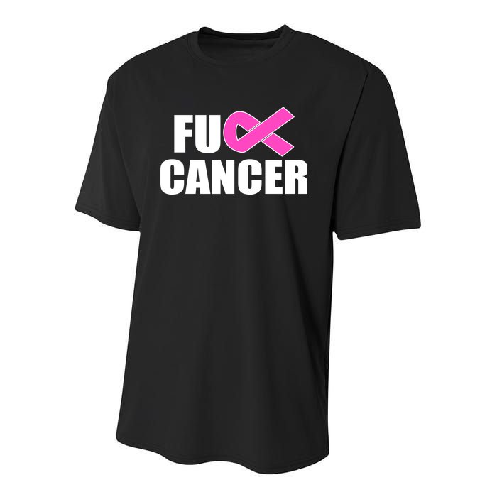 F*ck Breast Cancer Fight Logo Youth Performance Sprint T-Shirt