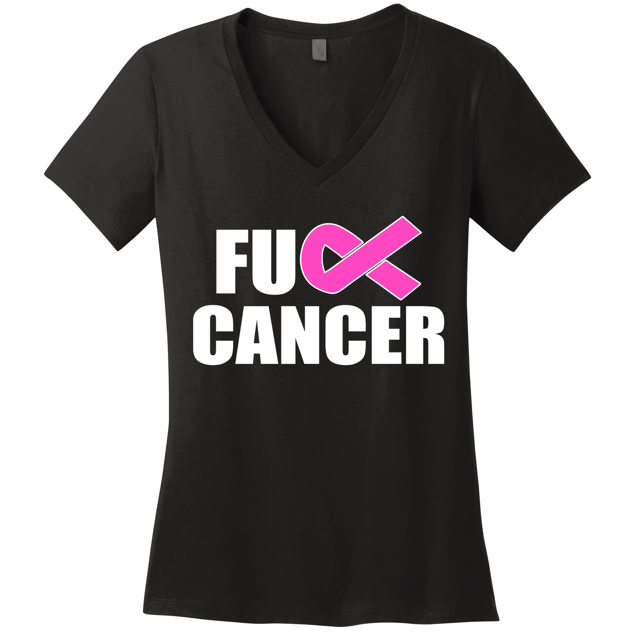 F*ck Breast Cancer Fight Logo Women's V-Neck T-Shirt