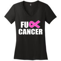 F*ck Breast Cancer Fight Logo Women's V-Neck T-Shirt