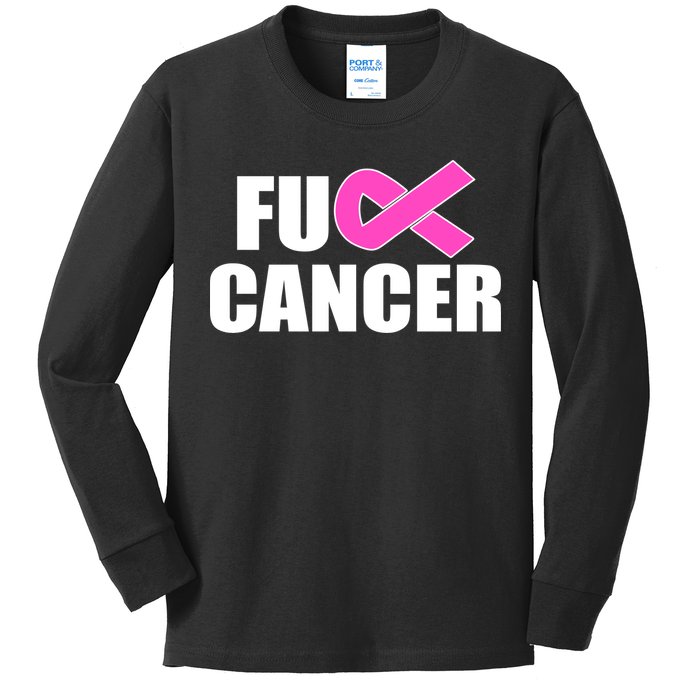 F*ck Breast Cancer Fight Logo Kids Long Sleeve Shirt