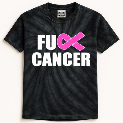 F*ck Breast Cancer Fight Logo Kids Tie-Dye T-Shirt