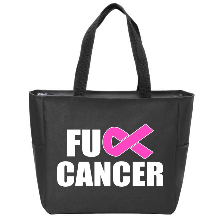 F*ck Breast Cancer Fight Logo Zip Tote Bag