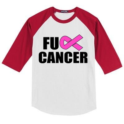 F*ck Breast Cancer Fight Logo Kids Colorblock Raglan Jersey