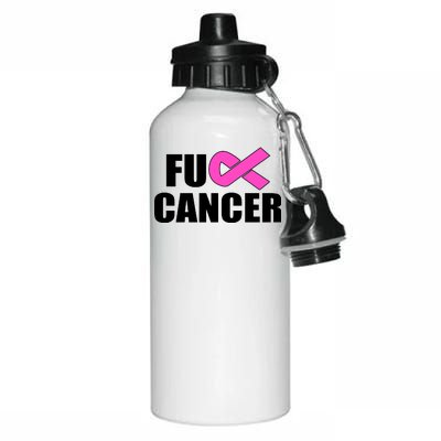 F*ck Breast Cancer Fight Logo Aluminum Water Bottle