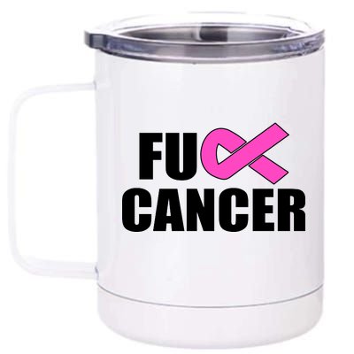 F*ck Breast Cancer Fight Logo 12 oz Stainless Steel Tumbler Cup