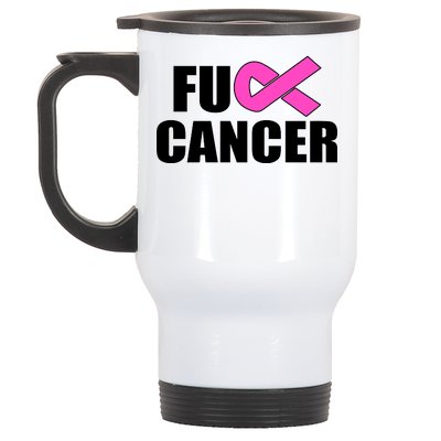 F*ck Breast Cancer Fight Logo Stainless Steel Travel Mug