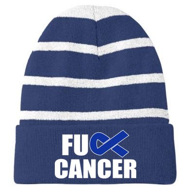 F*ck Colon Cancer Fight Logo Striped Beanie with Solid Band