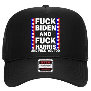 F*ck Kamala Harris and F Joe Biden High Crown Mesh Back Trucker Hat