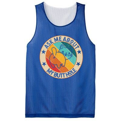 Funny Cat Kitten Tee Ask Me About My Butthole Animal Butt Gift Mesh Reversible Basketball Jersey Tank