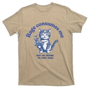 Funny Cute Kitty Meme Rage Consumes Me Cat Flower T-Shirt