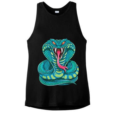 Fanged Cobra King Snake Fast Striking Fangs Bite Ladies PosiCharge Tri-Blend Wicking Tank