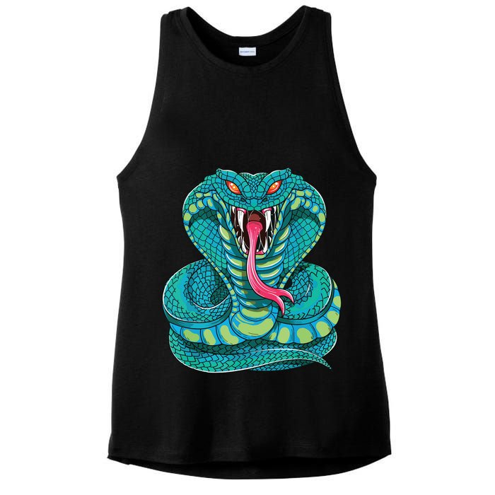 Fanged Cobra King Snake Fast Striking Fangs Bite Ladies PosiCharge Tri-Blend Wicking Tank