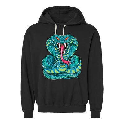 Fanged Cobra King Snake Fast Striking Fangs Bite Garment-Dyed Fleece Hoodie