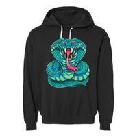 Fanged Cobra King Snake Fast Striking Fangs Bite Garment-Dyed Fleece Hoodie