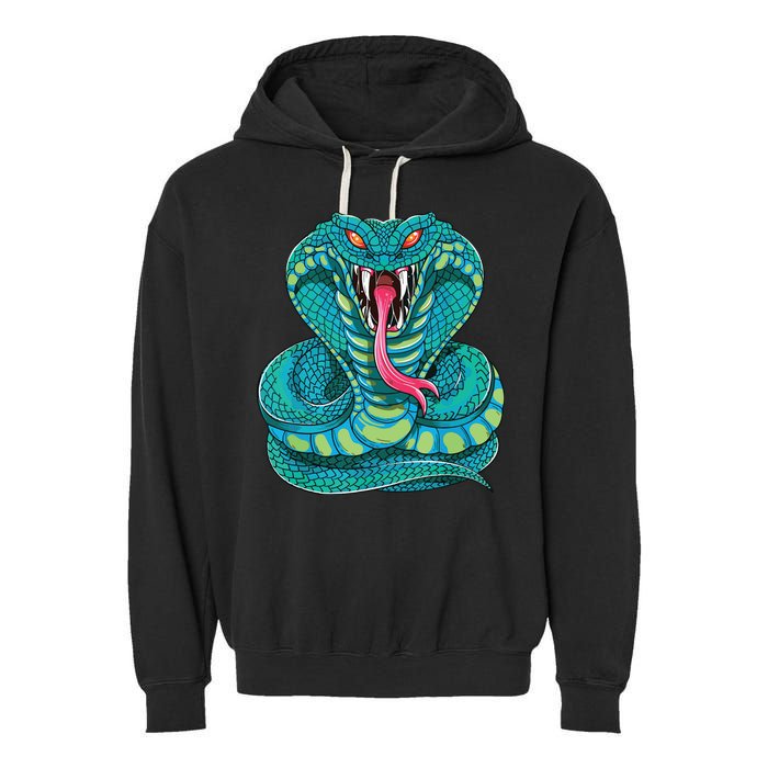Fanged Cobra King Snake Fast Striking Fangs Bite Garment-Dyed Fleece Hoodie