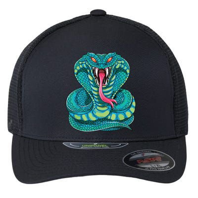 Fanged Cobra King Snake Fast Striking Fangs Bite Flexfit Unipanel Trucker Cap