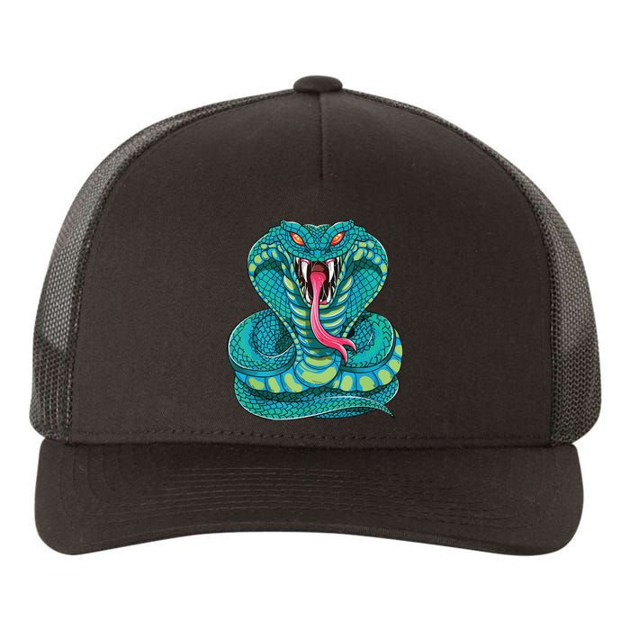Fanged Cobra King Snake Fast Striking Fangs Bite Yupoong Adult 5-Panel Trucker Hat