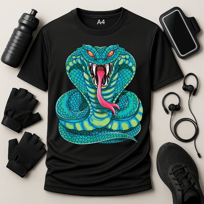 Fanged Cobra King Snake Fast Striking Fangs Bite Performance Shirt