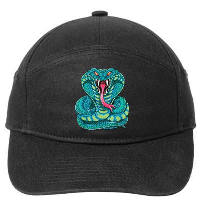 Fanged Cobra King Snake Fast Striking Fangs Bite 7-Panel Snapback Hat