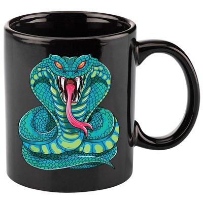 Fanged Cobra King Snake Fast Striking Fangs Bite 11oz C Handle Ceramic Mug