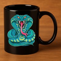 Fanged Cobra King Snake Fast Striking Fangs Bite 11oz C Handle Ceramic Mug