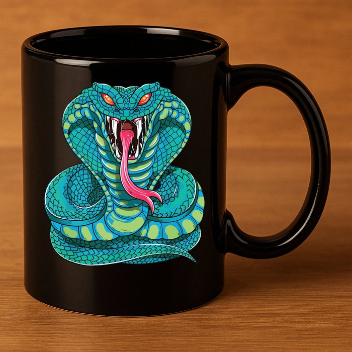 Fanged Cobra King Snake Fast Striking Fangs Bite 11oz C Handle Ceramic Mug