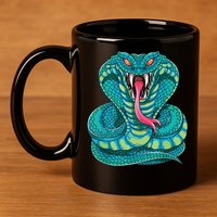 Fanged Cobra King Snake Fast Striking Fangs Bite 11oz C Handle Ceramic Mug