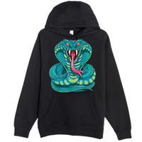 Fanged Cobra King Snake Fast Striking Fangs Bite Premium Pullover Hoodie