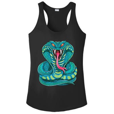 Fanged Cobra King Snake Fast Striking Fangs Bite Ladies PosiCharge Competitor Racerback Tank