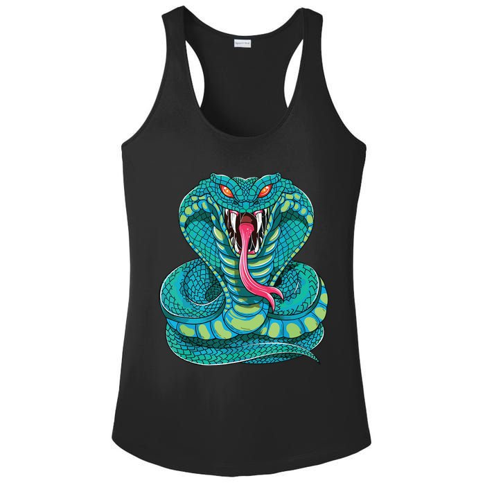Fanged Cobra King Snake Fast Striking Fangs Bite Ladies PosiCharge Competitor Racerback Tank