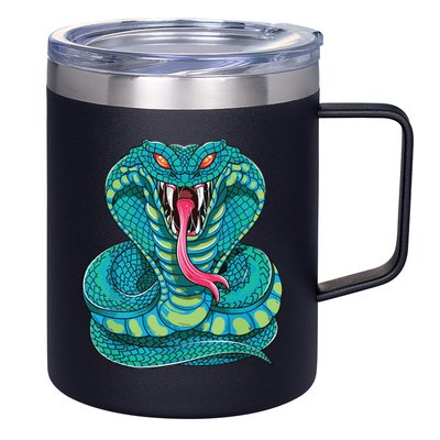 Fanged Cobra King Snake Fast Striking Fangs Bite 12oz Stainless Steel Coffee Mug