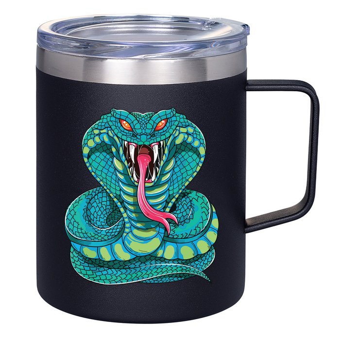 Fanged Cobra King Snake Fast Striking Fangs Bite 12oz Stainless Steel Coffee Mug