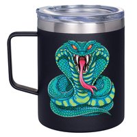 Fanged Cobra King Snake Fast Striking Fangs Bite 12oz Stainless Steel Coffee Mug