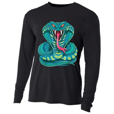 Fanged Cobra King Snake Fast Striking Fangs Bite Cooling Performance Long Sleeve Crew
