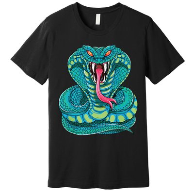 Fanged Cobra King Snake Fast Striking Fangs Bite Premium T-Shirt