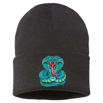 Fanged Cobra King Snake Fast Striking Fangs Bite Sustainable Knit Beanie