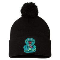 Fanged Cobra King Snake Fast Striking Fangs Bite Pom Pom 12in Knit Beanie