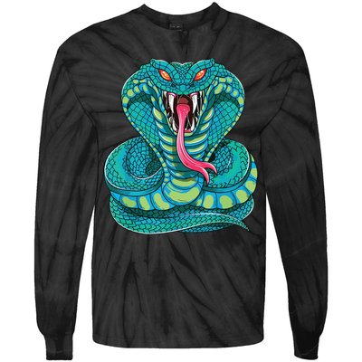 Fanged Cobra King Snake Fast Striking Fangs Bite Tie-Dye Long Sleeve Shirt