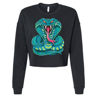 Fanged Cobra King Snake Fast Striking Fangs Bite Cropped Pullover Crew