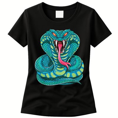 Fanged Cobra King Snake Fast Striking Fangs Bite Womens T-Shirt